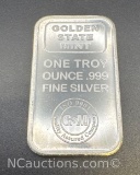 Golden State Mint 1 Troy Oz .999 Fine Silver Bullion Bar