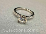 925 Sterling Silver 1ct Moissanite Diamond Ring Sz.6.5 2.5g Total