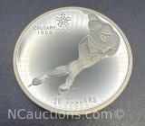 1988 Calgary Olympics Speed Skating 90% Silver $20 Coin 34 Grams
