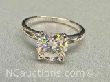 Preveli 925 Sterling Silver 2ct Moissanite Diamond Ring Sz.7.5 2.7g Total