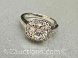 925 Sterling Silver 2ct Moissanite Diamond Ring Sz.6.5 3.8g Total