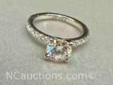 Preveli 925 Sterling Silver 1ct Moissanite Diamond Ring Sz.5 2.3g Total