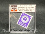 Nazi Stamp Third Reich - 1943 Authentic Nazi Germany Swastika in Oak Wreath Michel # 169
