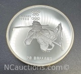 1988 Calgary Olympics Shooting 90% Silver $20 Coin 34. Grams