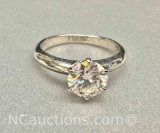Preveli 925 Sterling Silver 1ct Moissanite Diamond Ring Sz.5 2.3g Total