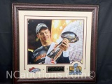 Framed Peyton Manning Super Bowl 50 photo with patches 28x30