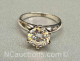 Preveli 925 Sterling Silver 2ct Moissanite Diamond Ring Sz.7 3.4g Total