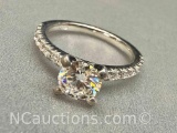 925 Sterling Silver Moissanite Diamond Ring Sz.7.5 2.9g Total