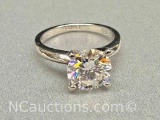 925 Sterling Silver 2ct Moissanite Diamond Ring Sz.5 2.7g Total
