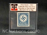 Nazi Stamp Third Reich - 1942 Authentic Nazi Germany Swastika in Oak Wreath Michel # 167