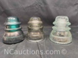 3 Vintage Glass Power Insulators
