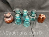 Hemingray Glass Power Insulators Blue Glass Brown