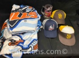 San Diego Padres and Gulls Ball Caps, Gulls Towels, NASCAR Mug