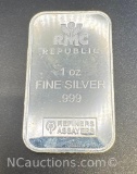 RMC Republic 1 Troy Oz .999 Fine Silver Bullion Bar