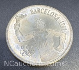 1992 Barcelona Olympics 1 Troy Oz .999 Fine Silver Bullion Coin