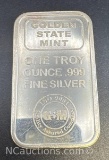 Golden State Mint 1 Troy Oz .999 Fine Silver Bullion Bar
