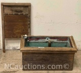 Antique Wooden Toilet Tank and Washboard 1824