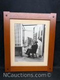 Framed Photograph Frank Lloyd Wright at the construction site of the Guggenheim Museum 18x21
