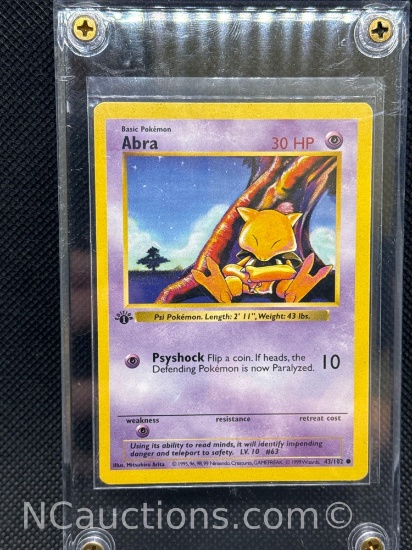 Shadowless 1st Edition Abra Pokemon Card
