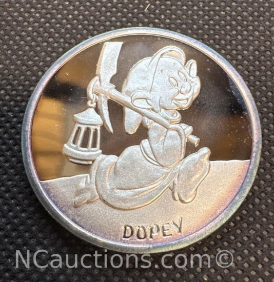 Disney 1 Troy Oz .999 Fine Silver Dopey Bullion Coin