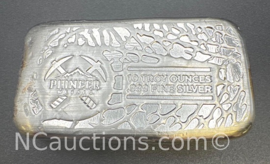 10 Troy Oz .999 Fine Silver Pioneer Bullion Bar - San Marcos