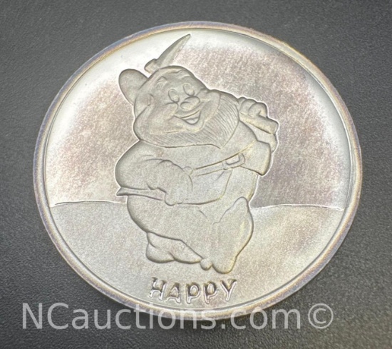 Disney 1 Troy Oz .999 Fine Silver Happy Bullion Coin