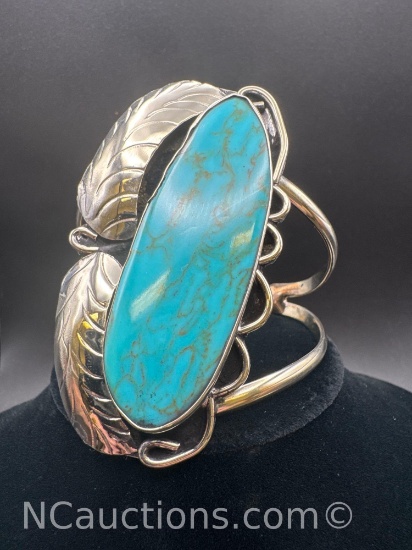 Navajo Blue Turquoise Cuff Bracelet 48 Grams