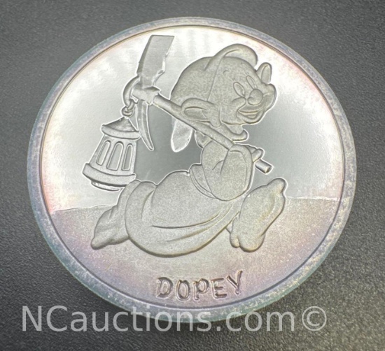 Disney 1 Troy Oz .999 Fine Silver Dopey Bullion Coin