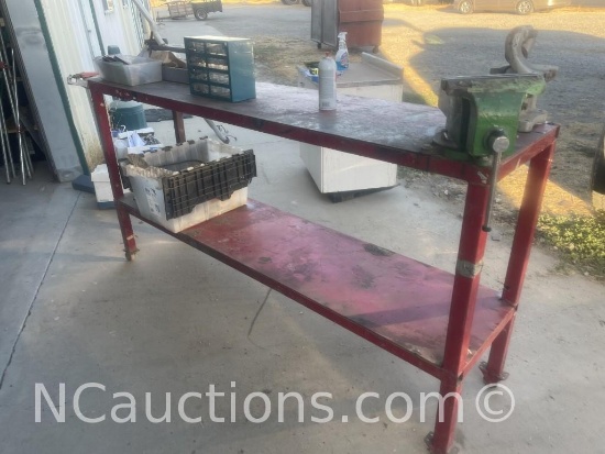 Custom-made workbench with John Deere vice 8 inch - NO OTHER CONTENTS - Visalia