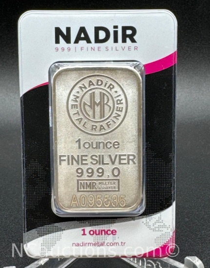 Nadir 1 Troy Oz .999 Fine Silver Bullion Bar