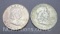 1948-D and 1958-D Benjamin Franklin 90% Silver Half Dollars 25 Grams