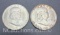 2 1951-D Benjamin Franklin 90% Silver Half Dollars 25 Grams