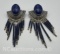 Vintage Sterling Silver Blue Lapis Lazuli Southwestern Earrings 14 Grams