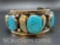 Navajo Horse Turquoise Cuff Bracelet 66 Grams