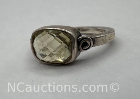Sterling Silver Clear Tourmaline Ring 4 Grams