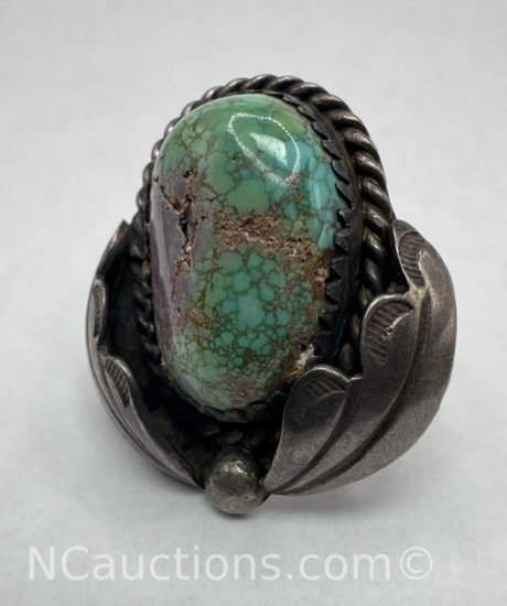 Navajo Sterling Silver Turquoise Ring 13 Grams Size 6.5