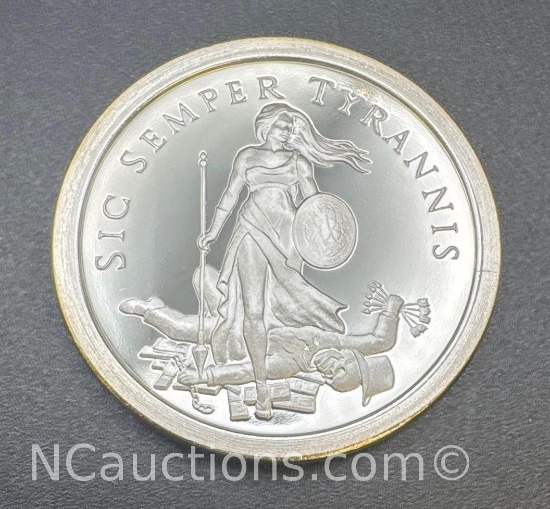 Sic Semper Tyrannis Silver Shield 1 Troy Oz .999 Fine Silver Bullion Coin