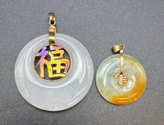 14k Gold Jade Pendant 13 Grams