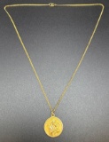12k1-20th Gold Filled Our Lady of Perpetual Help Necklace 5.2 Grams