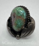 Navajo Sterling Silver Turquoise Ring 13 Grams Size 6.5