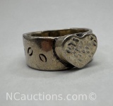 Sterling Silver Heart Ring 7 Grams Size 9