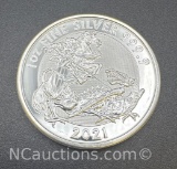 2021 1 Troy Oz .999 Fine Silver Dragon Bullion Coin