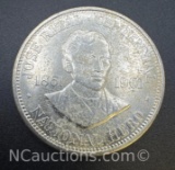 1961 Jose Rizal One Pesos 90% Silver Coin 26 Grams