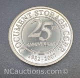 2007 Document Storage Corp 1 Troy Oz .999 Fine Silver Bullion Coin