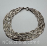 Sterling Silver Herringbone Chain Bracelet 12 Grams