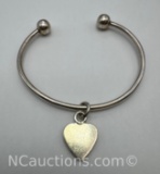 Sterling Silver Heart Charm Bracelet 13.8 Grams