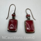 Sterling Silver Red Coral Earrings 4 Grams