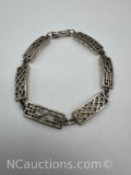Sterling Silver Cross-Hatch Link Bracelet 15 Grams