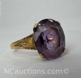 10k Gold Round Cut Purple Amethyst Ring 2.9 Grams Size 8.5