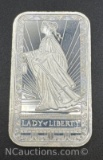 Lady Of Liberty 1 Troy Oz .999 Fine Silver Bullion Bar